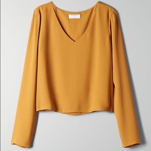 nwot aritzia babaton murphy v-neck longsleeve blouse